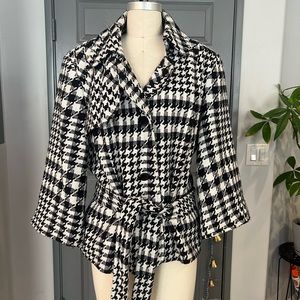 Black and white tweed coat